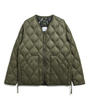 Military V Neck Down Jacket Khaki Olive