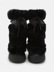 Ltrack Faux-Fur High Boots Black