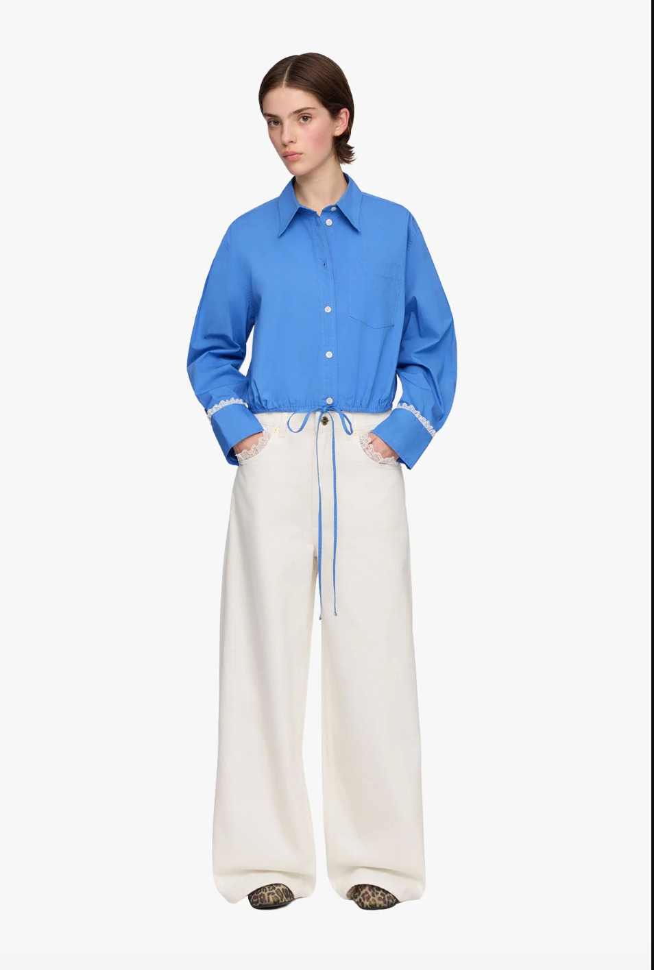 Stretch Cotton Cropped Bowling Shirt