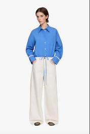 Stretch Cotton Cropped Bowling Shirt