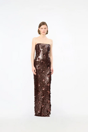 Sequin Tube Dress Chicory Coffee
