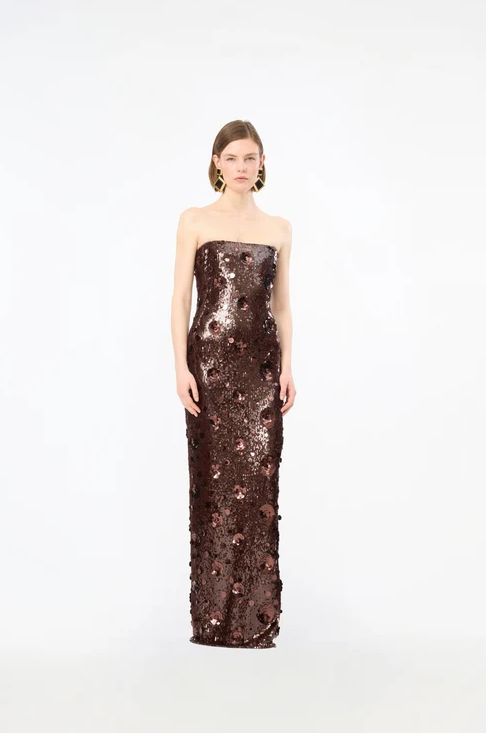 Sequin Tube Dress Chicory Coffee