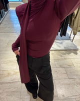 Long-sleeved Scarf Top Bordeaux