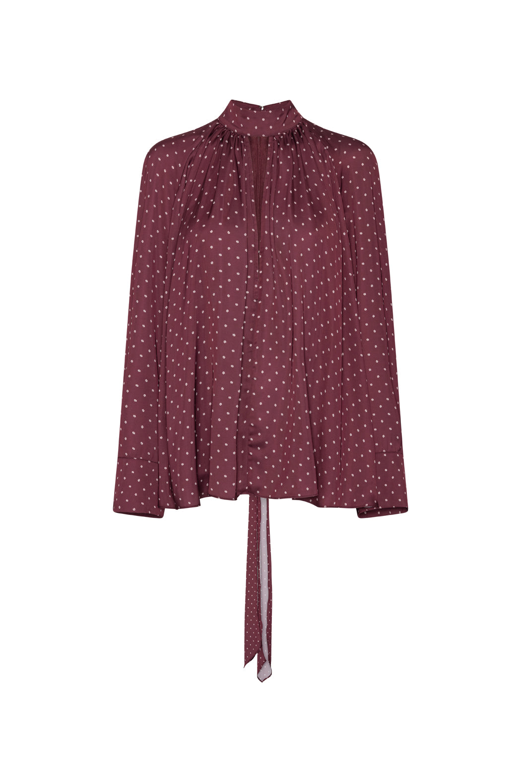 DOT SATIN BOW SHIRT