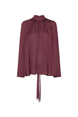 DOT SATIN BOW SHIRT