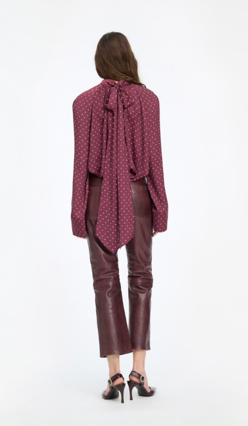 Dot Satin Bow Shirt