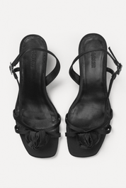MID HEEL KNOT SATIN STRAPPY SANDAL