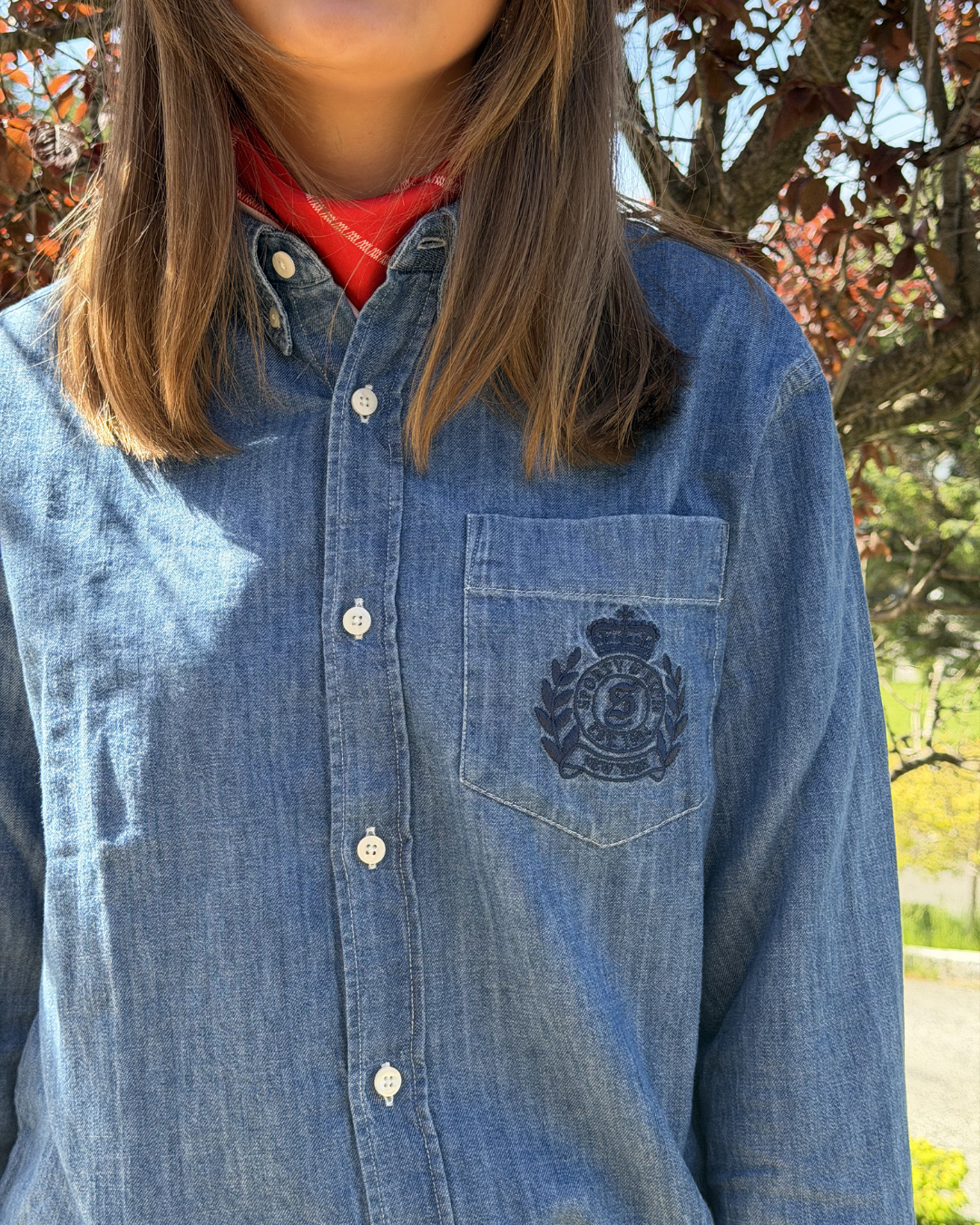 NY Crest Oversized Denim Shirt